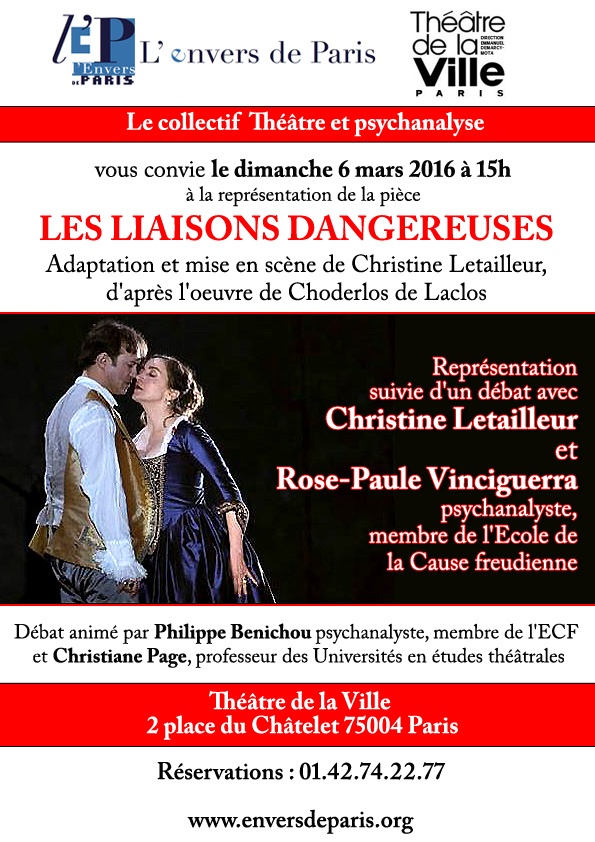 Les liaisons dangereuses, adaptation et mise en scène de Christine Letailleur, d'après l'œuvre de Choderlos de Laclos, au Théâtre de la Ville, Paris